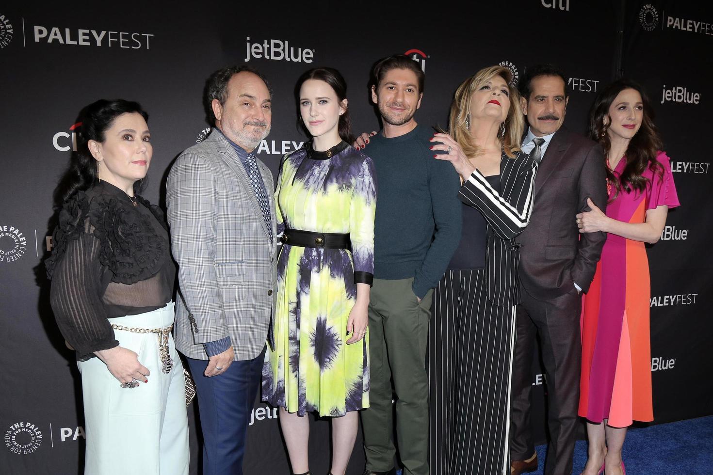 LOS ANGELES, MAR 15 - Alex Borstein, Kevin Pollak, Rachel Brosnahan, Michael Zegen, Caroline Aaron, Tony Shalhoub, Marin Hinkle at the PaleyFest, The Marvelous Mrs  Maisel at the Dolby Theater on March 15, 2019 in Los Angeles, CA photo