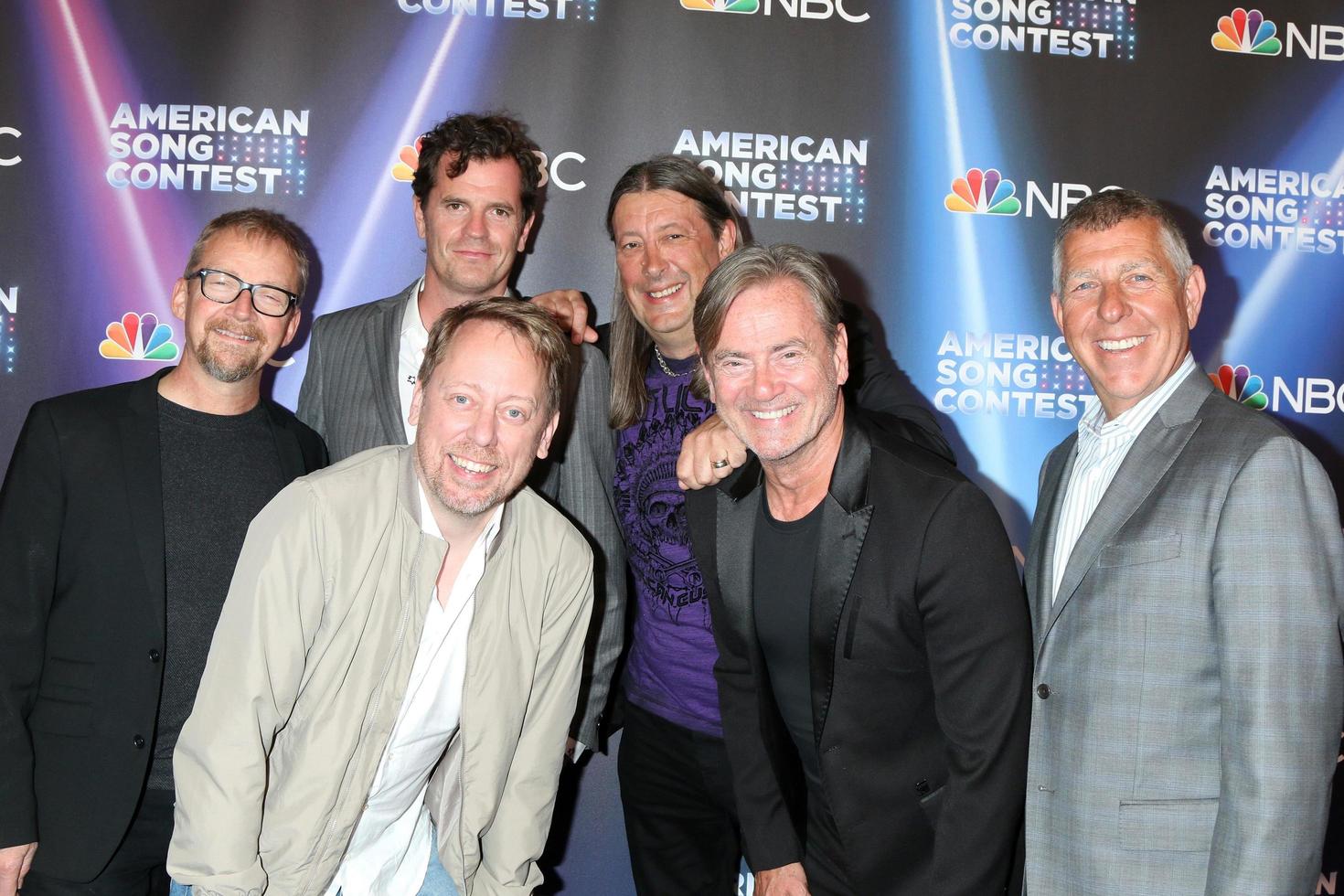 LOS ANGELES, MAR 21 - Anders Lenhoff, Martin Osterdahl, Peter Settman, Ola Melzig, Christer Bjorkman, Greg Lipstone at the American Song Contest Live Show Red Carpet at Universal Back Lot on March 21, 2022 in Los Angeles, CA photo