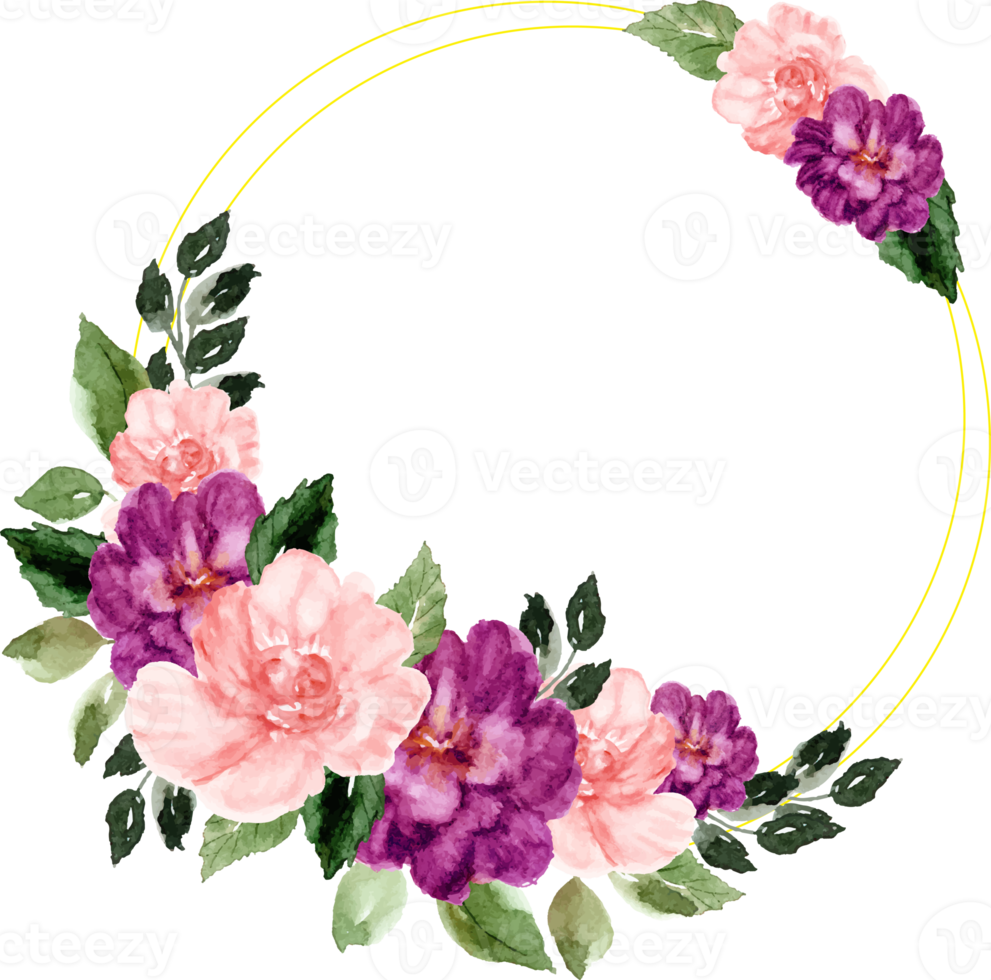 watercolor autumn wreath with floral bouquet png
