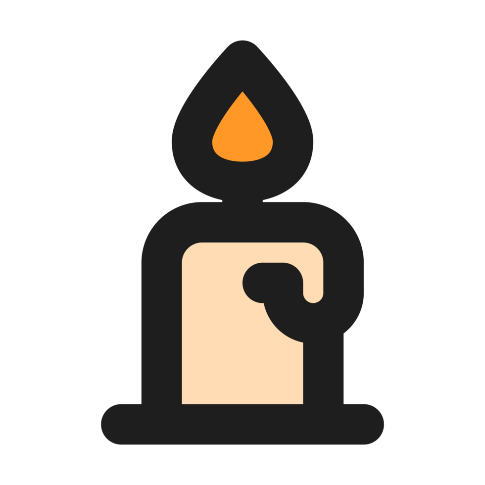 Candle flat color outline icon png