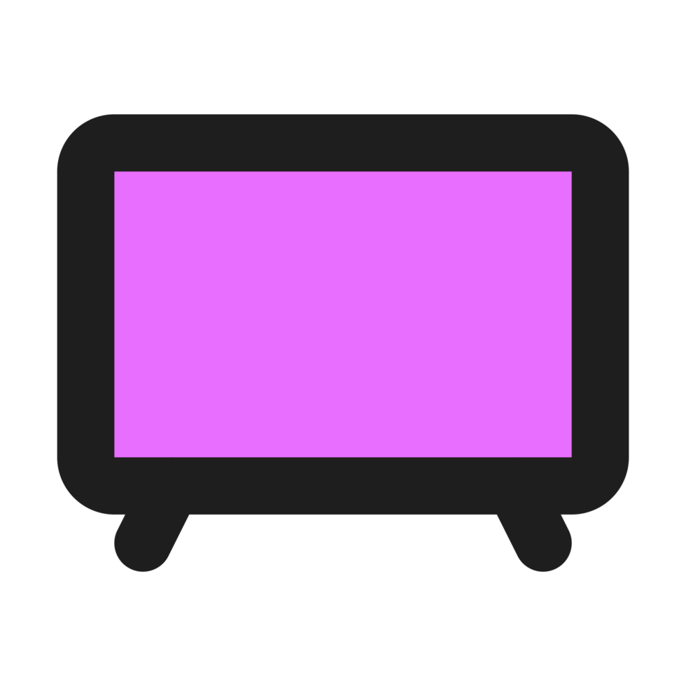 TV flat color outline icon png