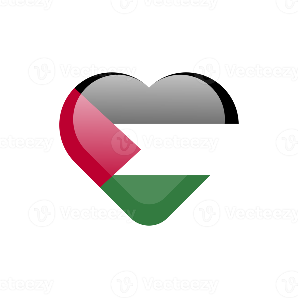 Love Palestine symbol. Heart flag icon. Transparent background. Illustration png