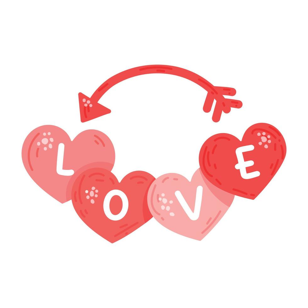 Beautifully designed flat sticker of love vector