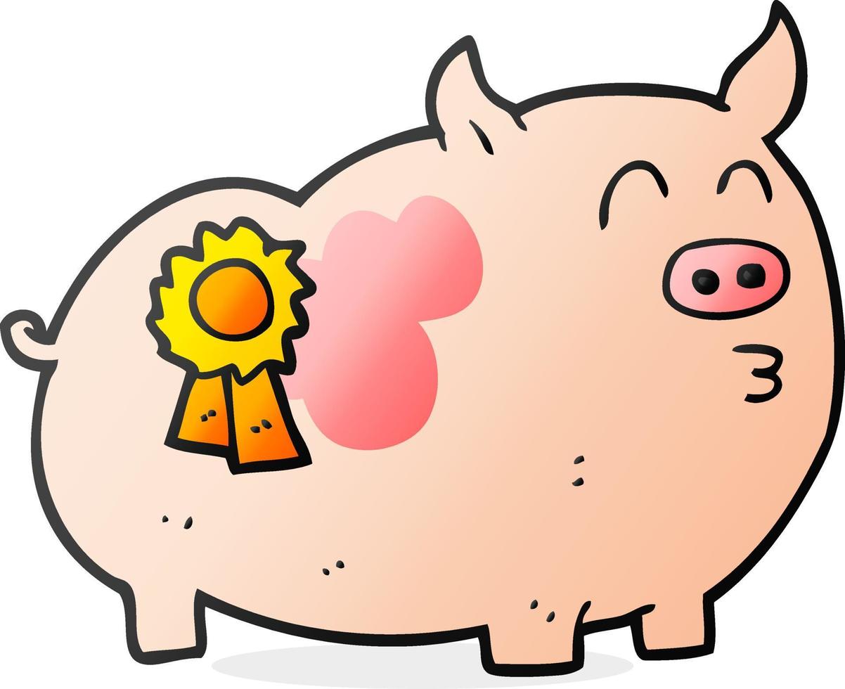 cartoon prize winning pig vector