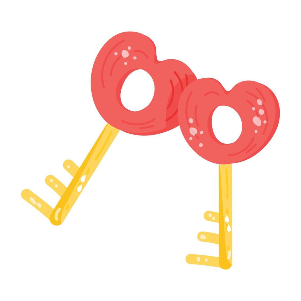 An editable sticker icon of love keys vector