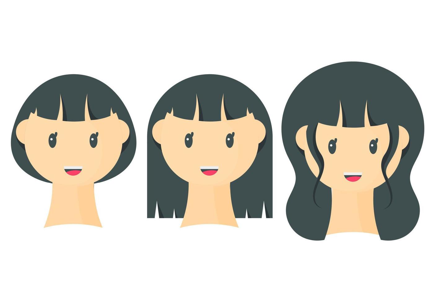 illustration of girl face with different haircut vector