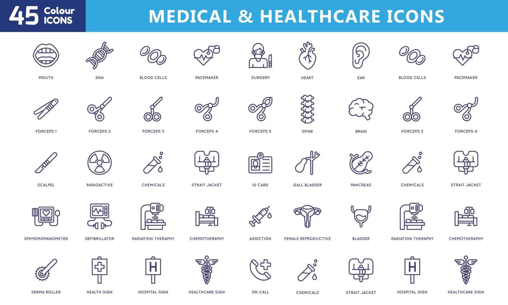 Icons for mobile and web. High quality pictograms. Linear icons set of business, medical, UI and UX, media, money, travel, etc. vector