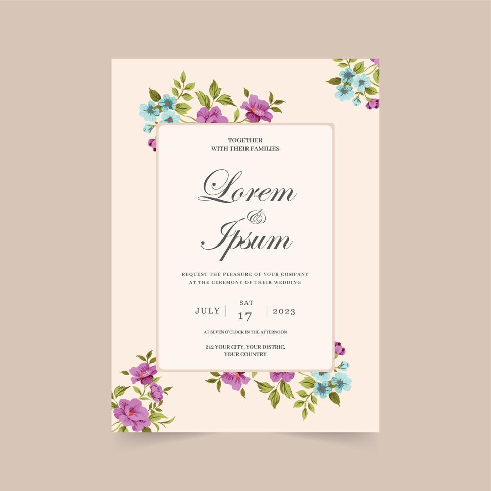 tarjeta de diseño floral de invitación de boda de lujo. concepto de adorno de boda. cartel floral, invitación. tarjeta de felicitación decorativa vectorial o fondo de diseño de invitación. vector