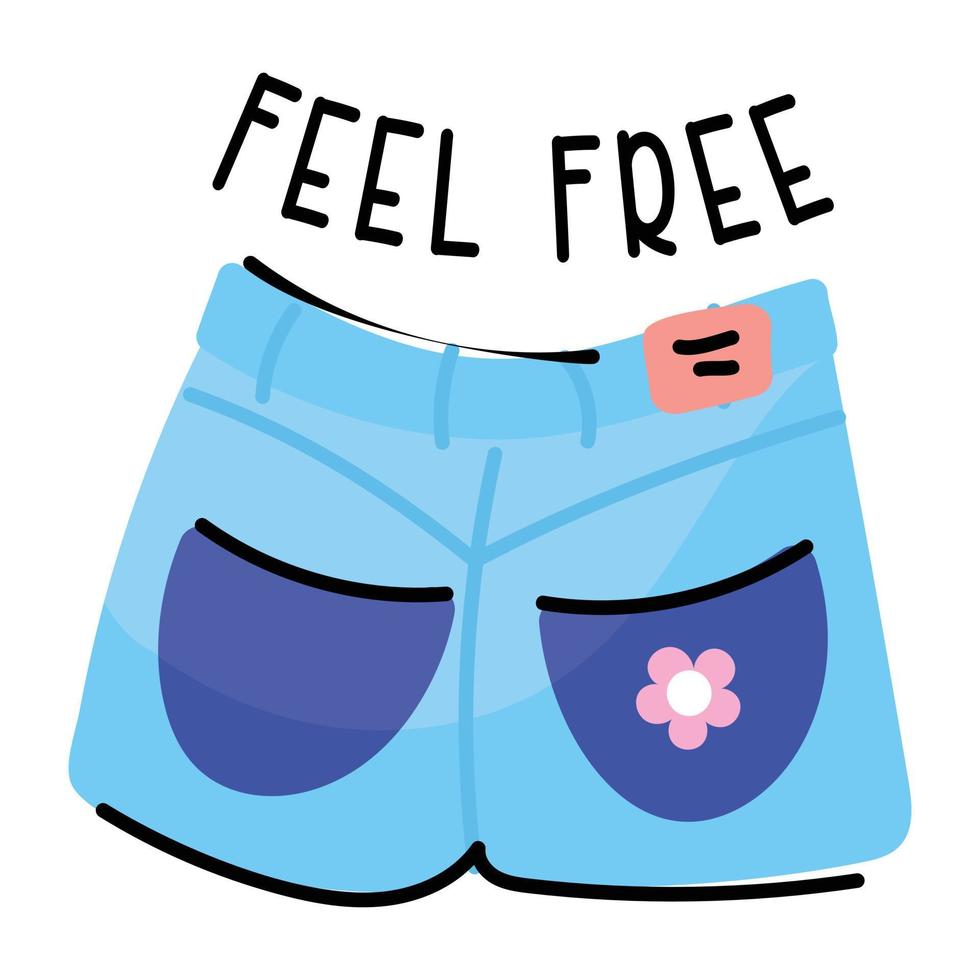 Modern handcrafted sticker of shorts vector