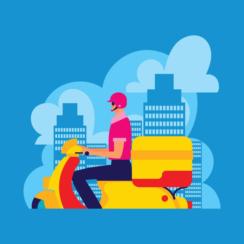 Postal Courier with Motorcycle vector