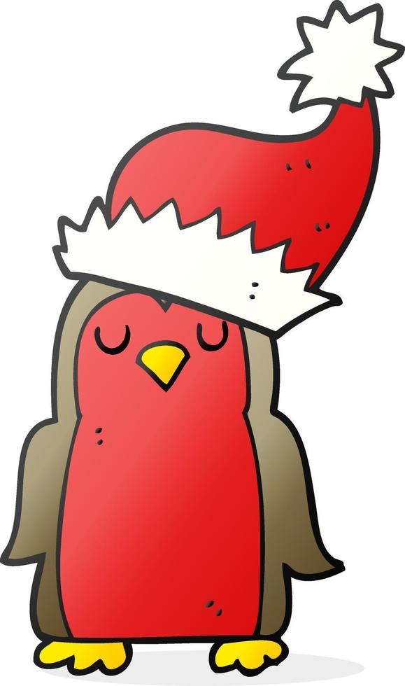 cartoon christmas robin vector