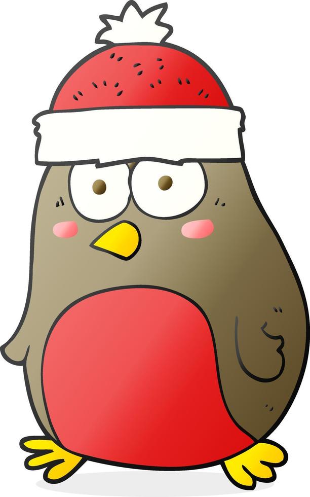 cartoon christmas robin vector