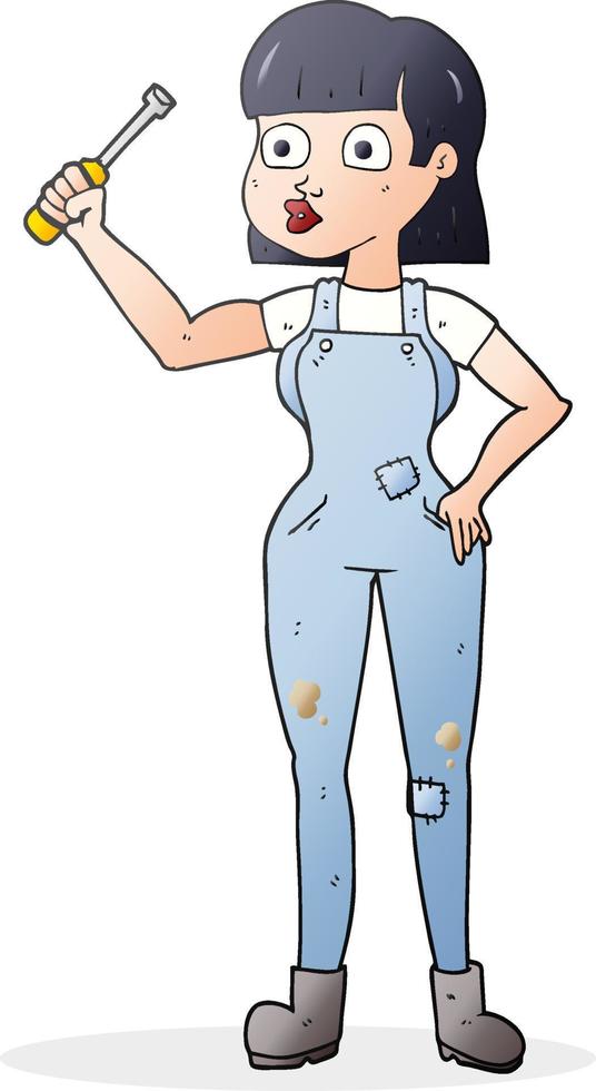 cartoon female mechanic vector