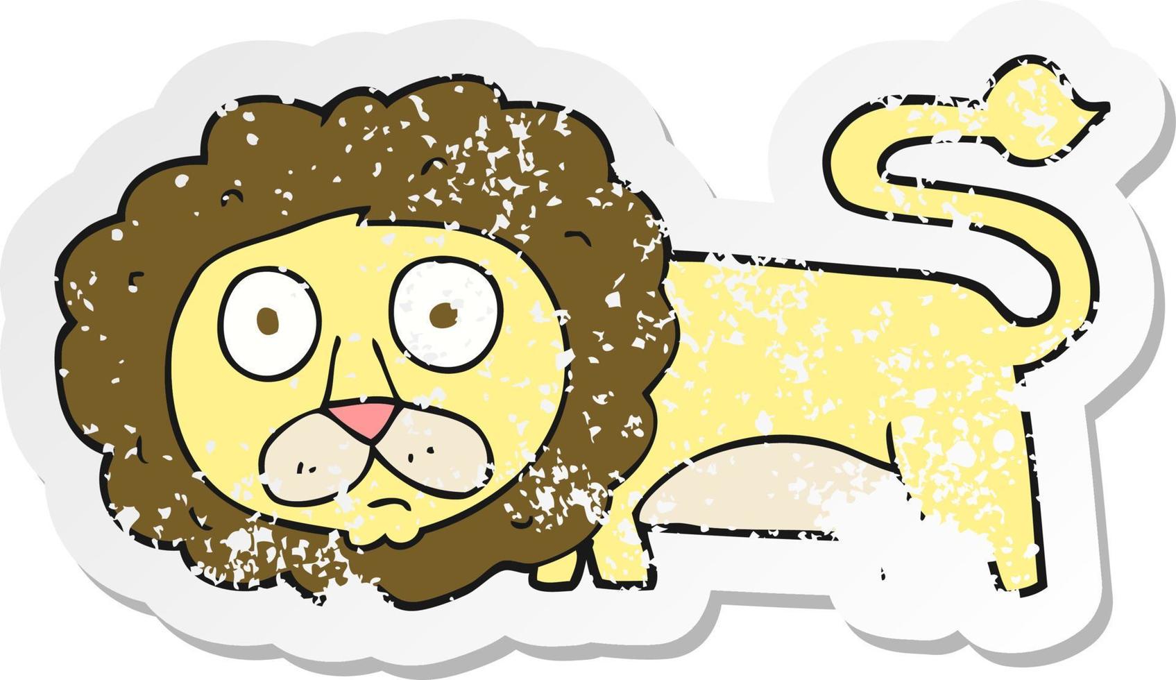 retro distressed sticker of a cartoon lion vector