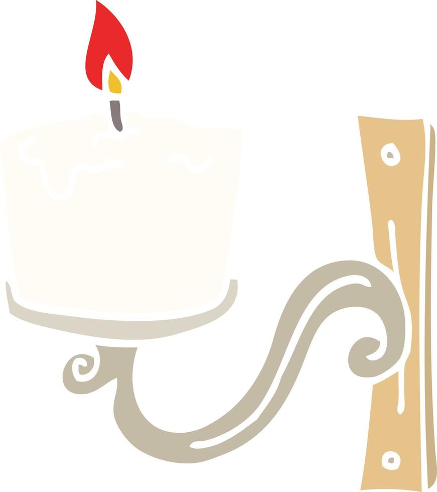 flat color illustration cartoon old candle holder vector