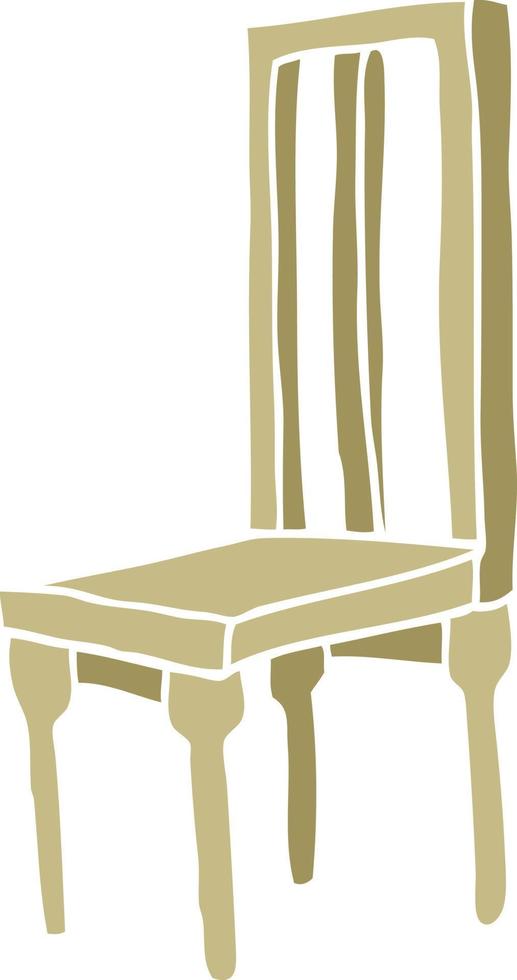 flat color illustration cartoon wooden chair vector