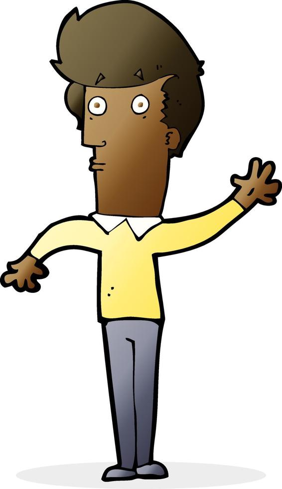 cartoon nervous man waving vector