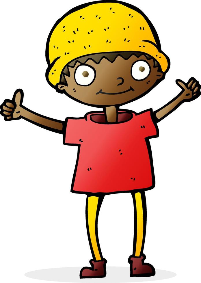 cartoon boy with positive attitude vector