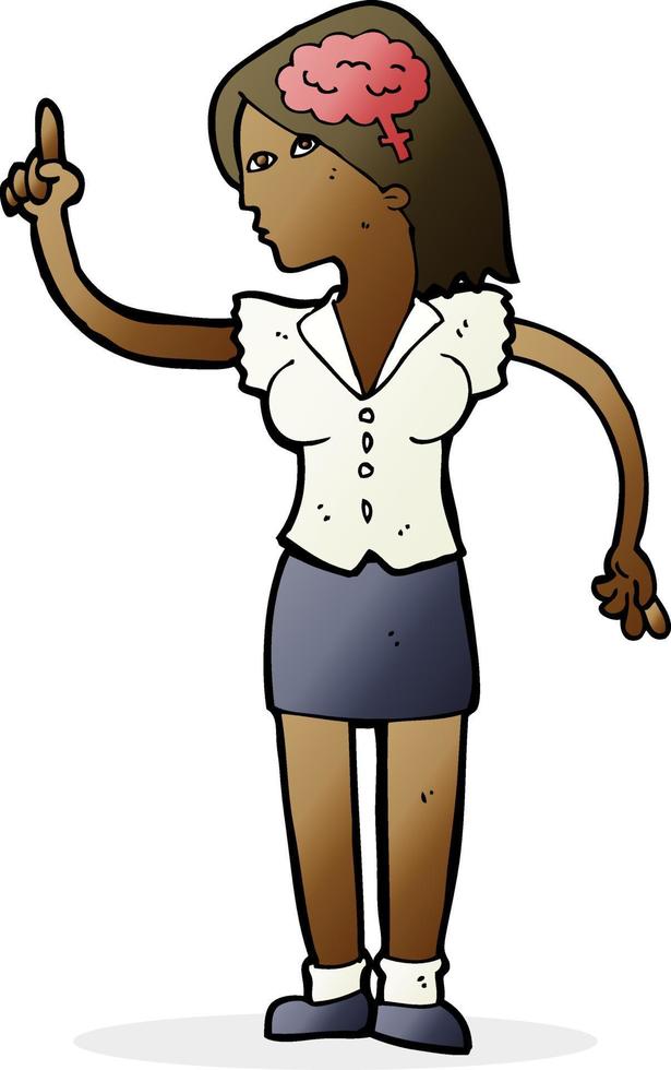 cartoon woman with clever idea vector