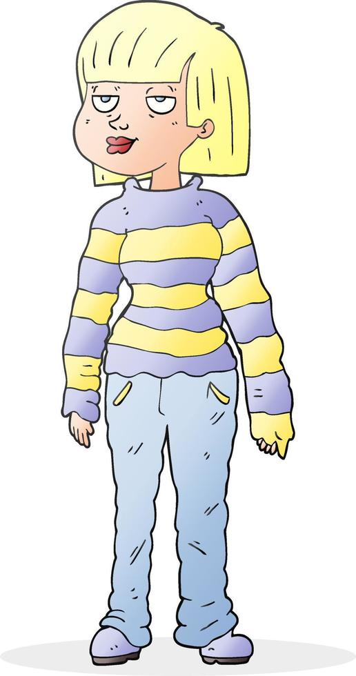 cartoon woman in casual clothes vector