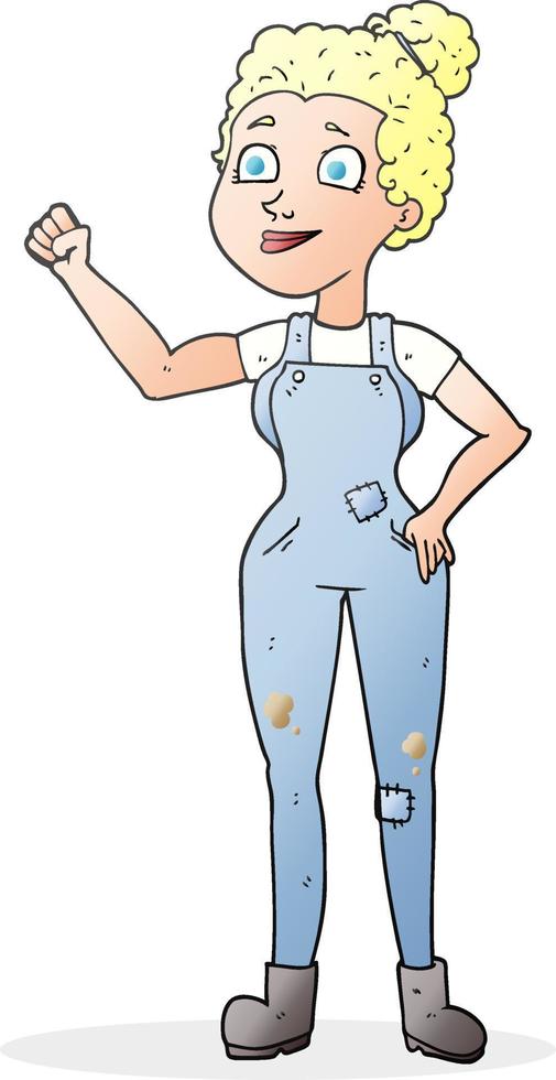 cartoon woman in dungarees vector