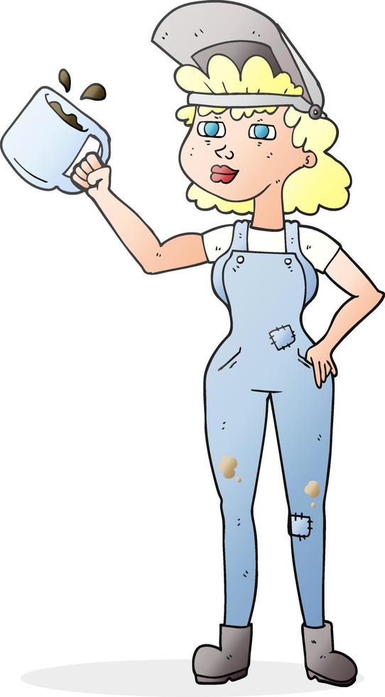 cartoon woman in dungarees vector