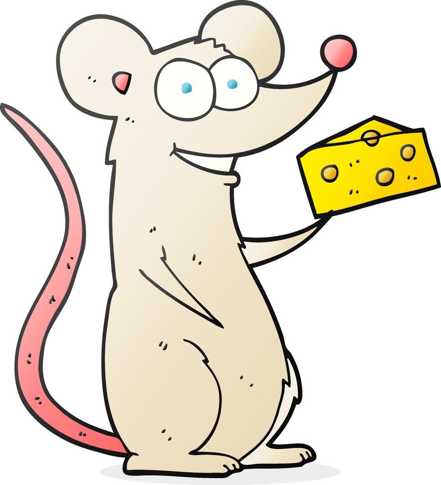 cartoon mouse with cheese vector