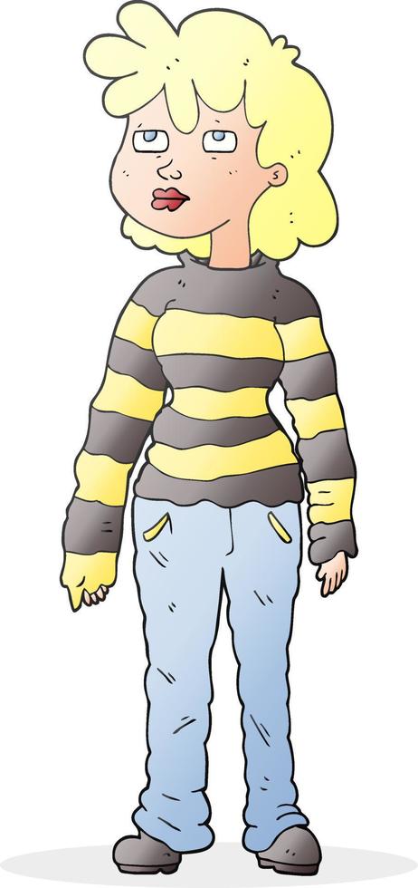 cartoon woman in casual clothes vector
