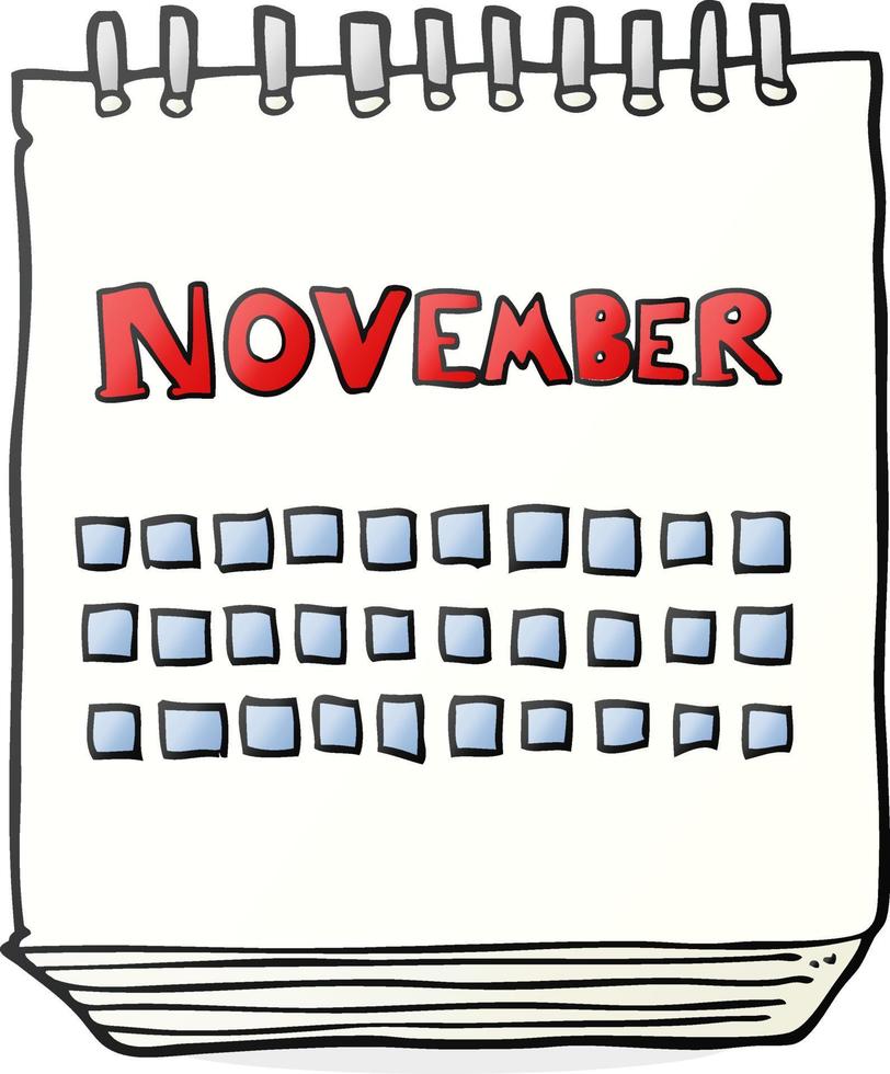 cartoon calendar showing month of november vector