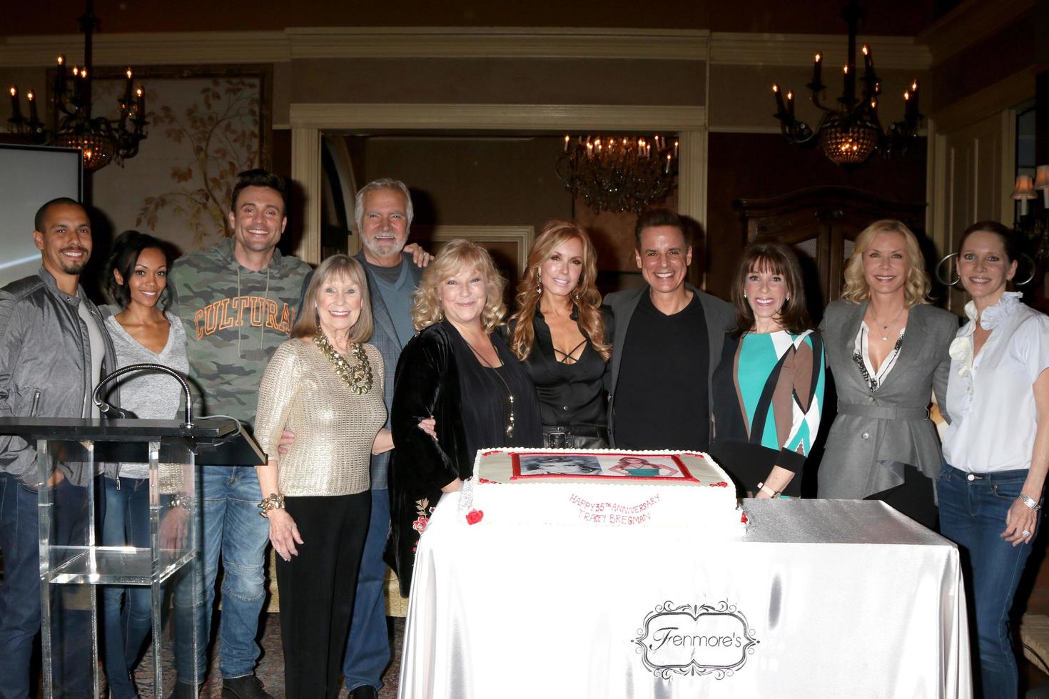 LOS ANGELES - FEB 2  James, Morgan, Goddard, Adams, McCook, Maitland, Bregman, LeBlanc, Linder, Lang, Bell at the Tracey Bregman 35th Anniversary on the Young and the Restless at CBS TV City on February 2, 2018 in Los Angeles, CA photo