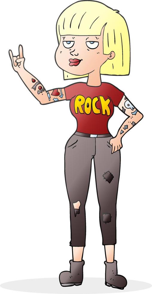 chica rockera de dibujos animados vector