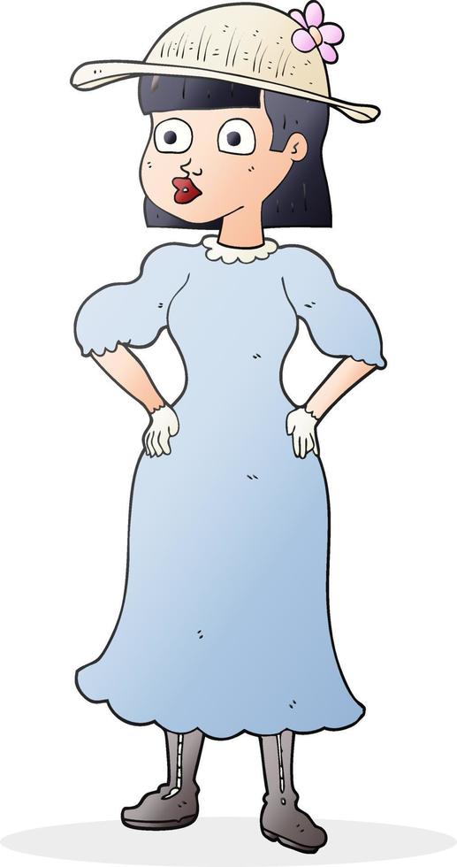 cartoon woman in sensible dress vector