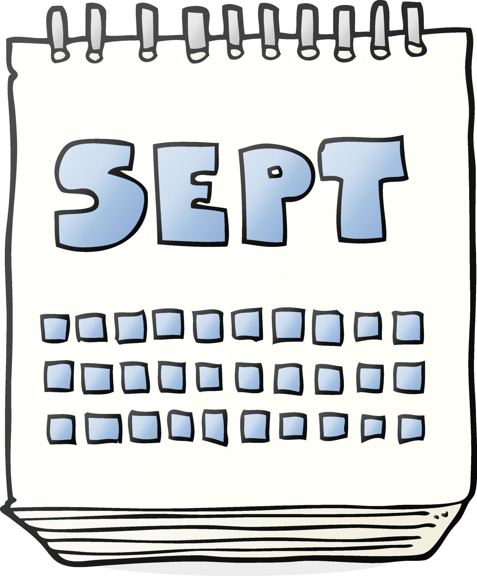 cartoon calendar showing month of September 12291709 Vector Art at Vecteezy