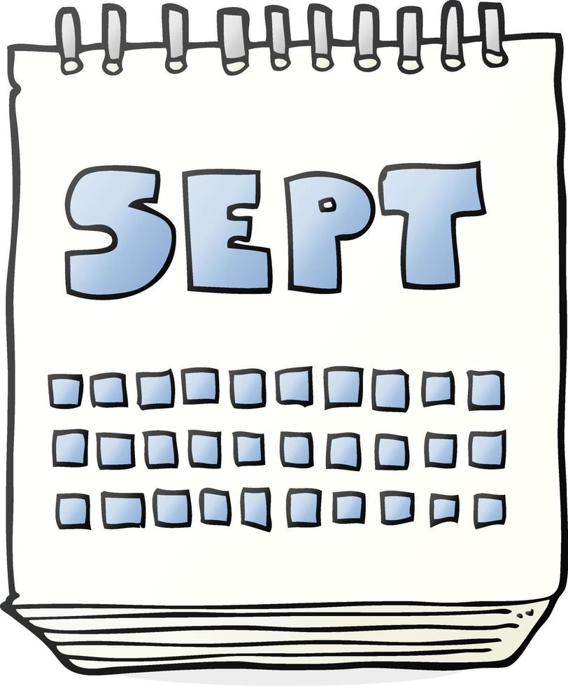 cartoon calendar showing month of September vector