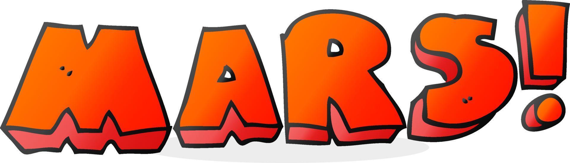 símbolo de texto de Marte de dibujos animados vector