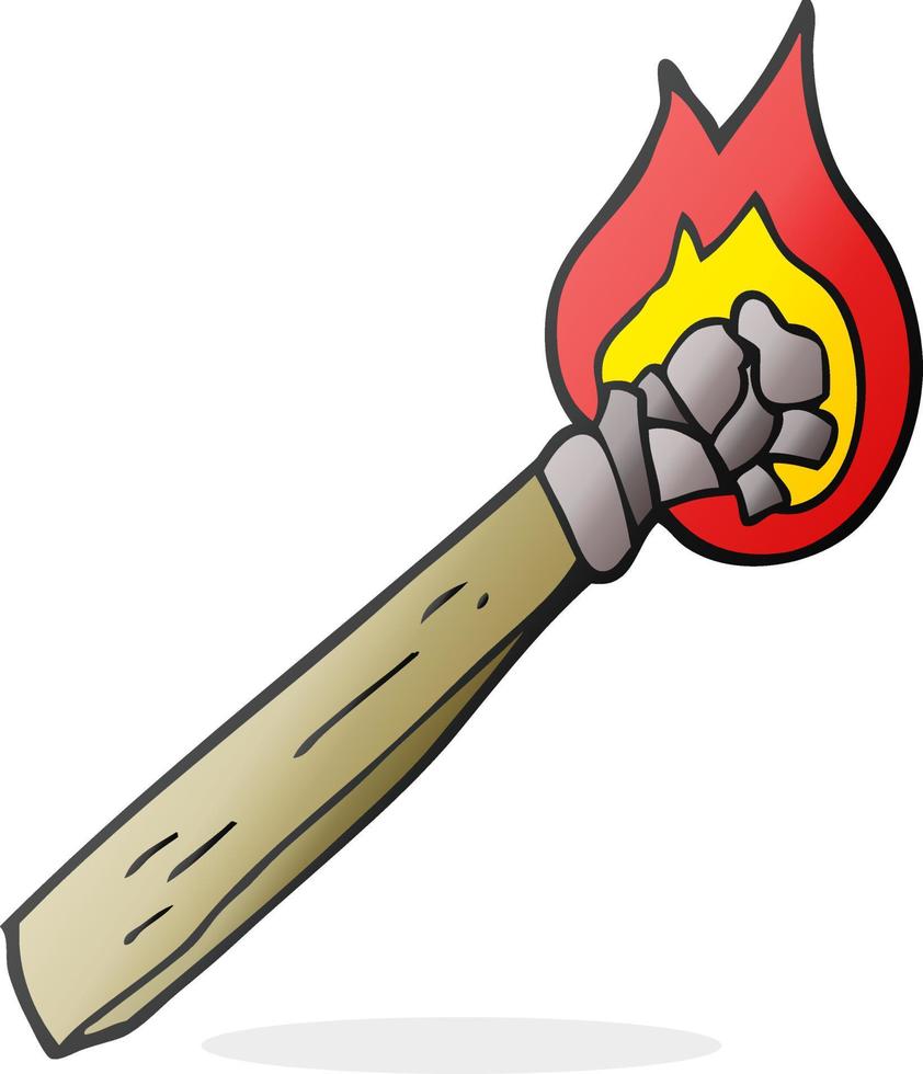 cartoon burning wood torch vector