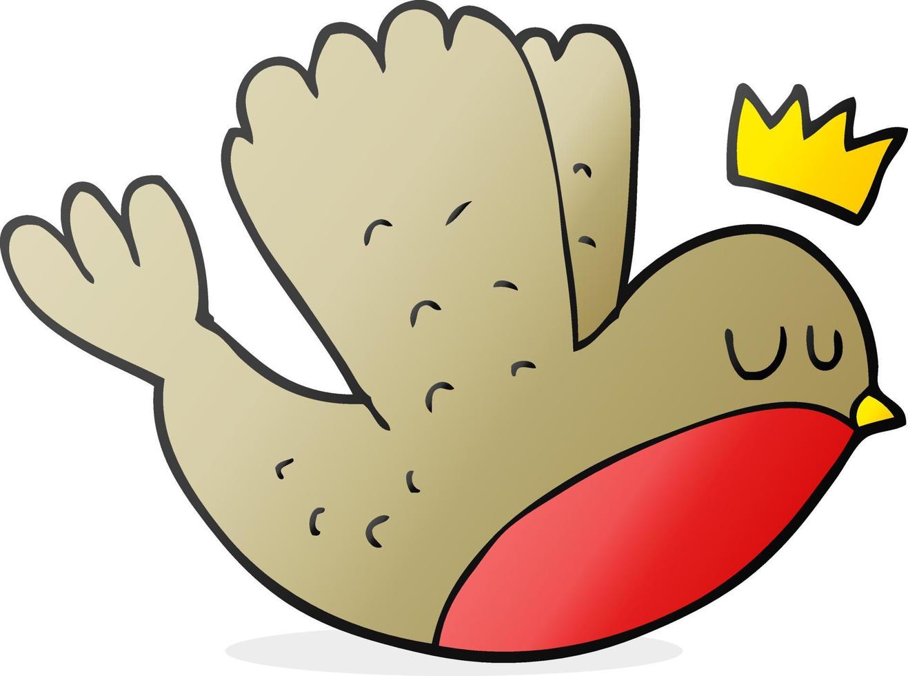 cartoon flying christmas robin with crown vector