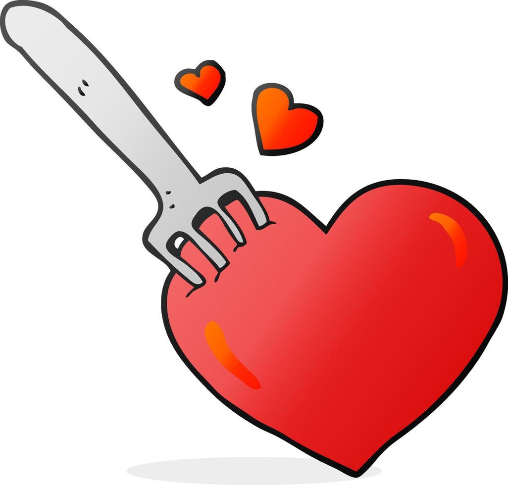 cartoon fork in heart vector