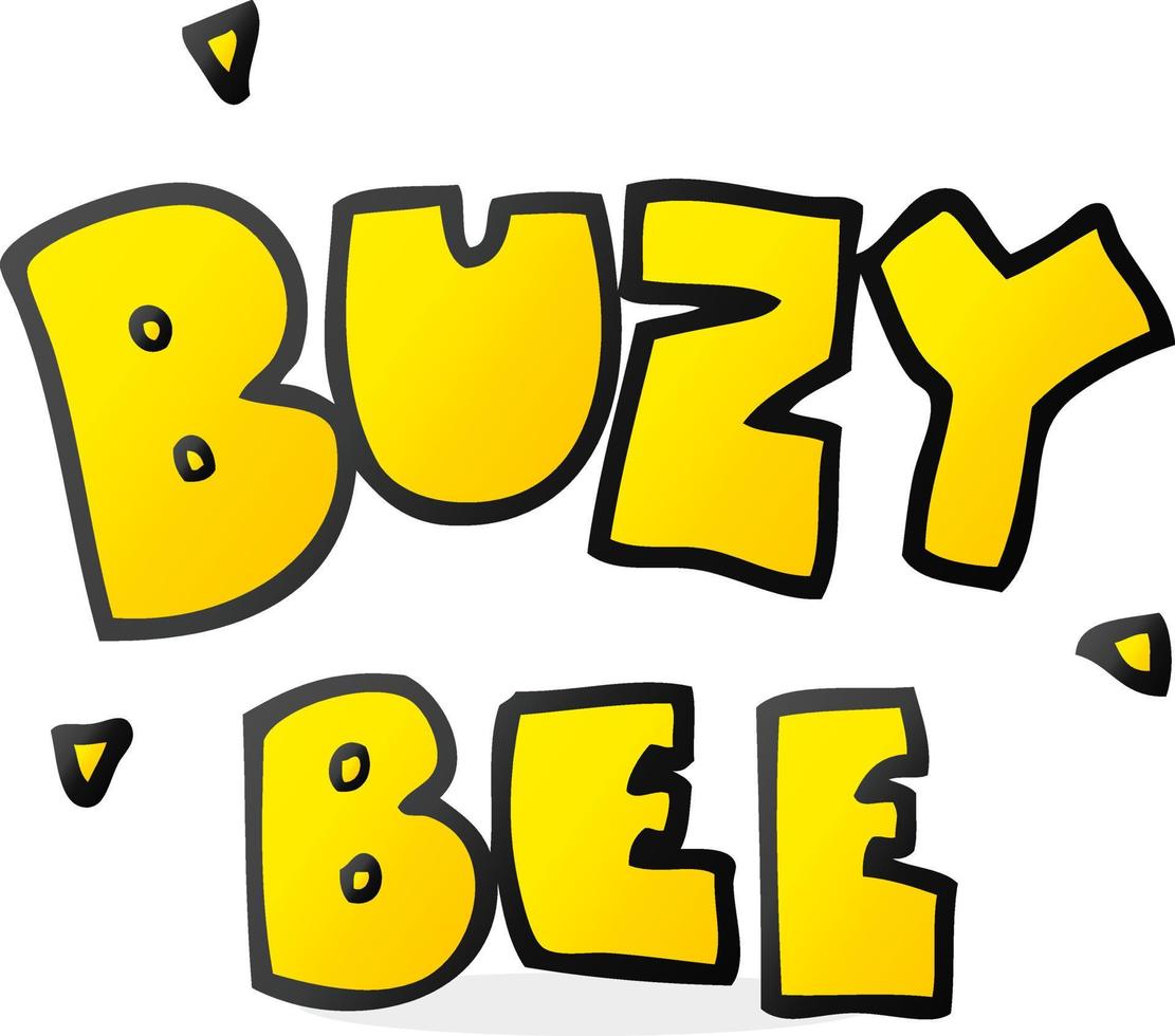 cartoon buzy bee text symbol vector