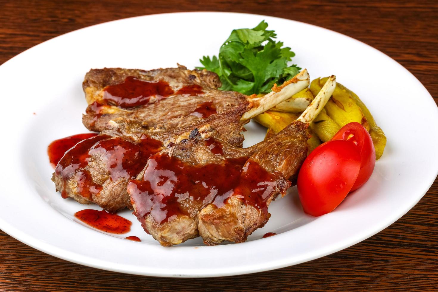 Grilled lamb chops photo