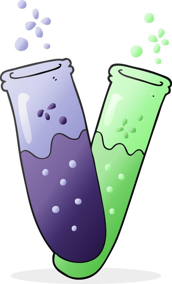 cartoon chemicals in test tubes vector