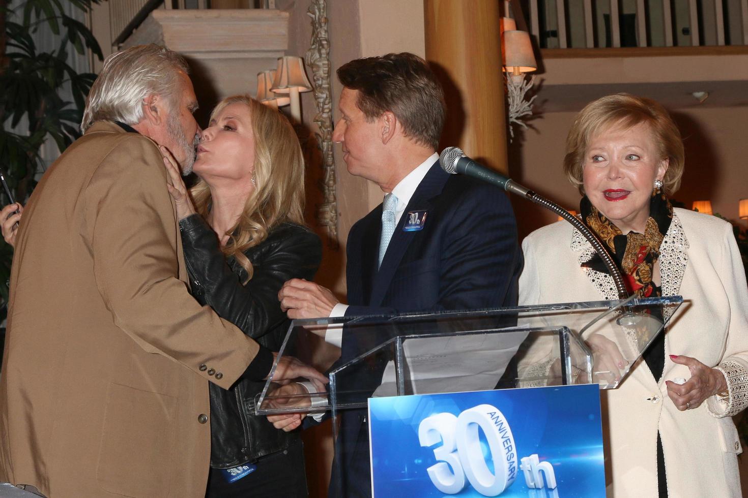 LOS ANGELES   MAR 23 - John McCook, Katherine Kelly Lang, Brad Bell, Lee Phillip Bell at the On Set celebration of 30 Years of Bold and Beautiful and their 23 Daytime Emmy nominations at CBS Televsision City on March 23, 2017 in Los Angeles, CA photo