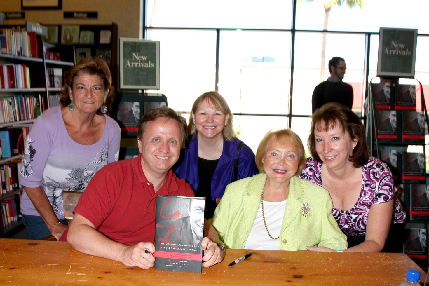 LOS ANGELES, JUL 8 - Back Row - Toni Veltri, Debby OConnor, Kathie Gunn Second Row - Michael Maloney, Lee Phillip Bell at the William J. Bell Biography Booksigning at Barnes and Noble on July 8, 2012 in Costa Mesa, CA photo