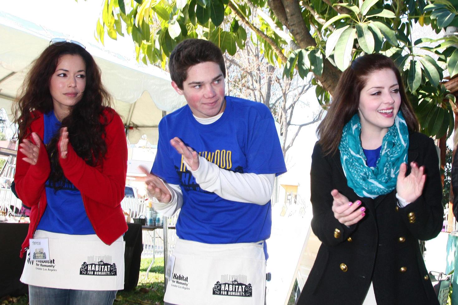 LOS ANGELES, FEB 9 - Theresa Castillo, Jimmy Dreshler, Jen Lilley at the 4th General Hospital Habitat for Humanity Fan Build Day at the 191 E. Marker Street on February 9, 2013 in Long Beach, CA photo