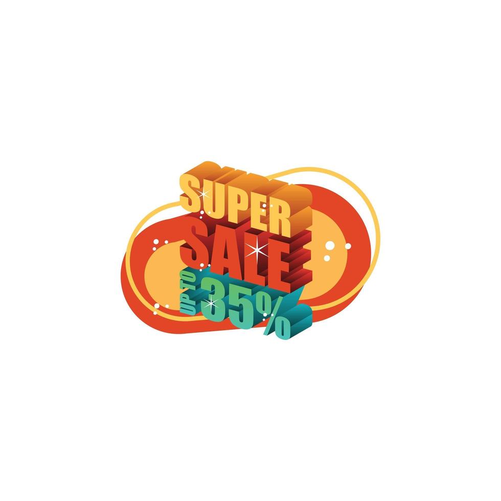 Lettering super sale up to 35 percent 3d design vector