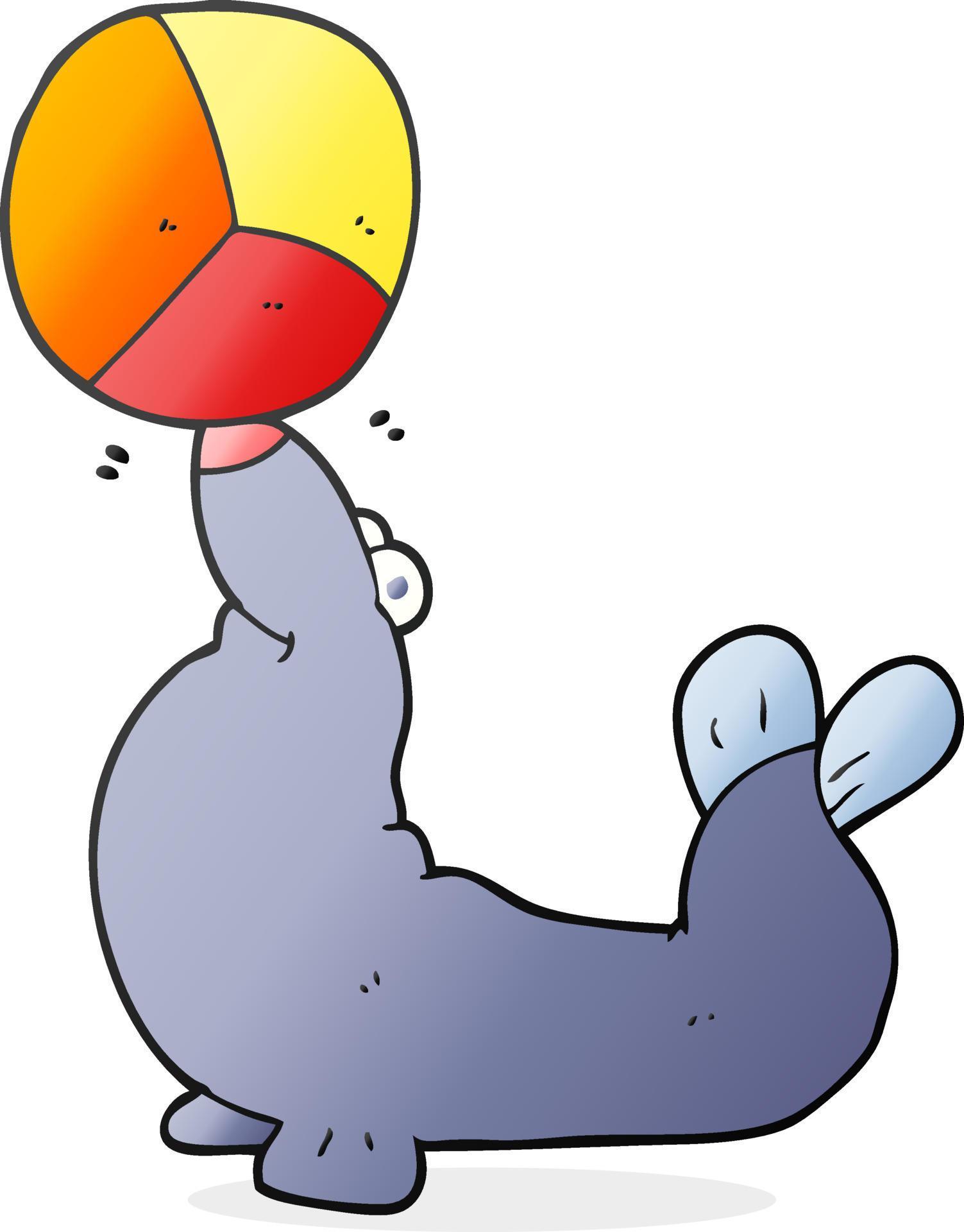 cartoon seal balancing ball 12295937 Vector Art at Vecteezy
