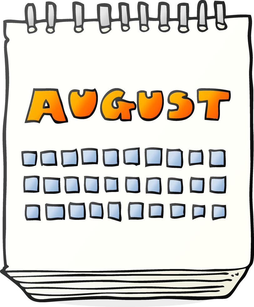 cartoon calendar showing month of august vector