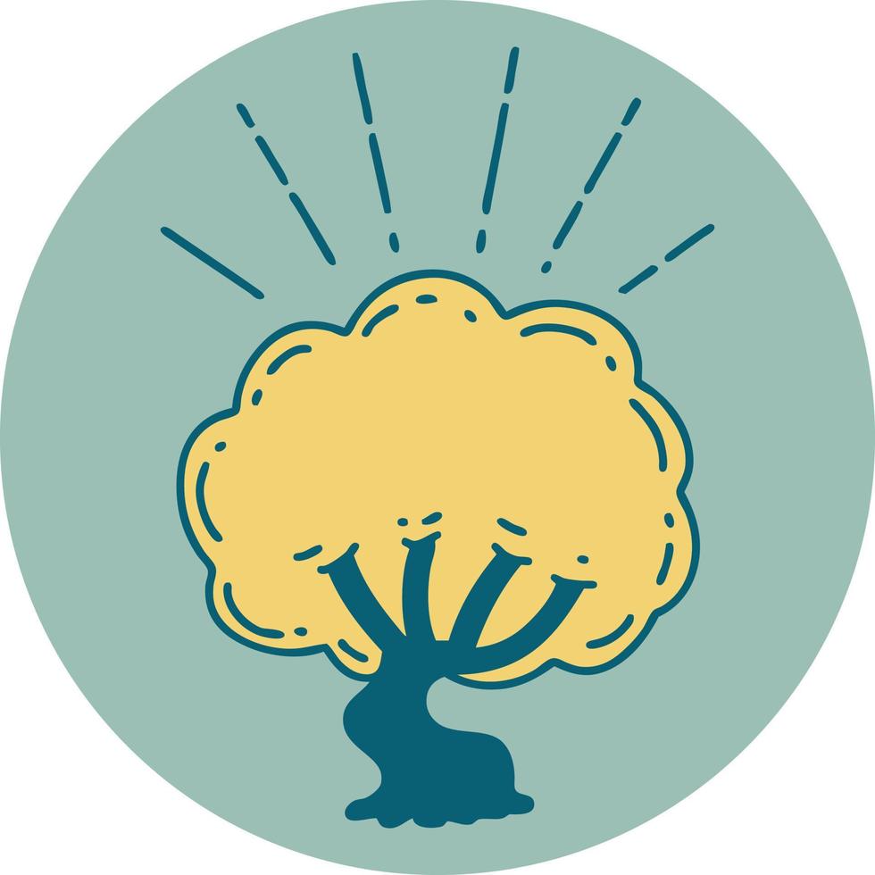 icon of tattoo style tree vector