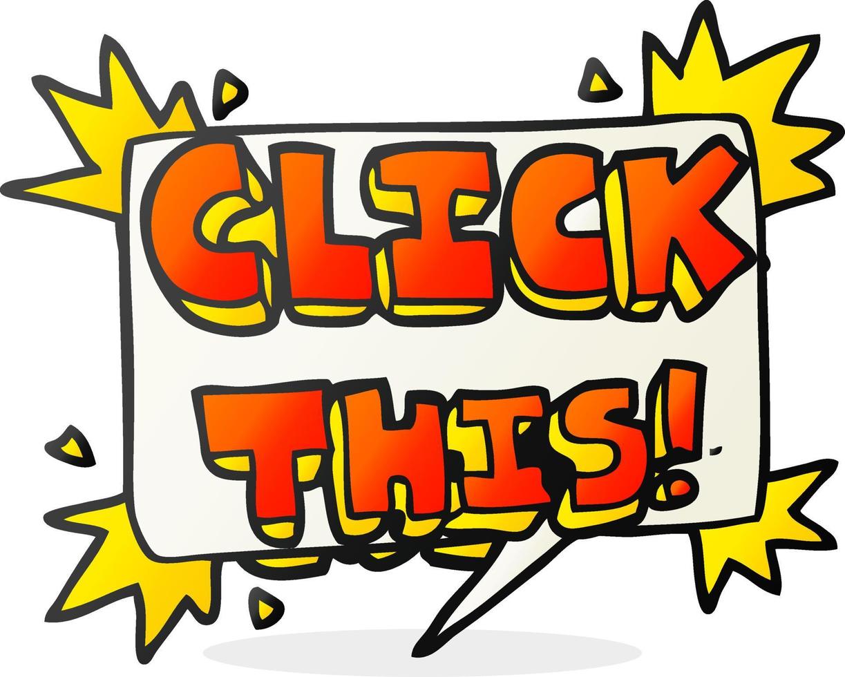 cartoon click here sign vector