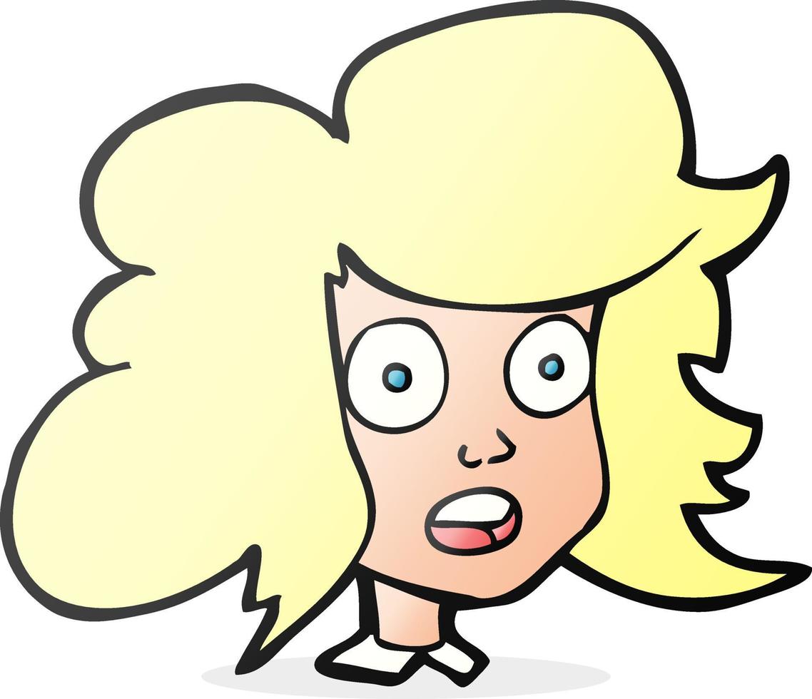 cartoon surprised female face vector